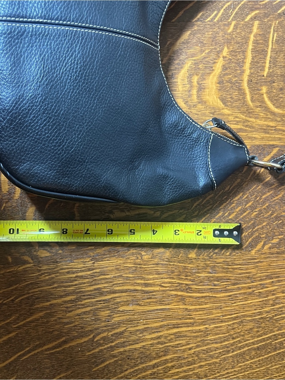 Dooney & Bourke Black Pebbled Leather Shoulder Hobo with Contrast Stitching - Picture 6 of 8